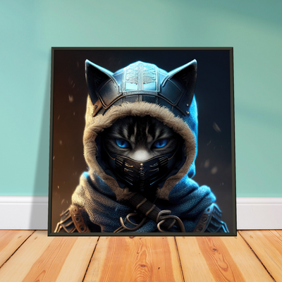 Póster semibrillante de gato con marco metal 