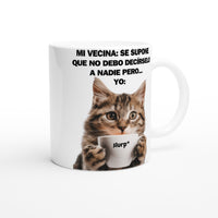 Taza Blanca con Impresión de Gato "Chisme Gatuno" Michilandia | La tienda online de los fans de gatos