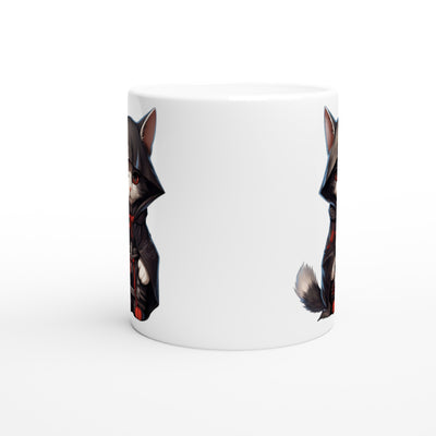 Taza blanca con impresión de gato "Nin-Gato Akatsuki" Michilandia | La tienda online de los amantes de gatos