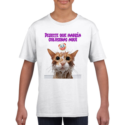 Camiseta júnior unisex estampado de gato 