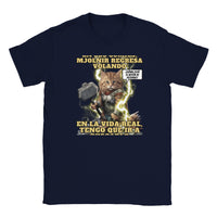 Camiseta Junior Unisex Estampado de Gato "El trueno que Maulla" Navy