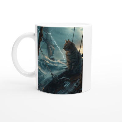 Taza Blanca con Impresión de Gato 