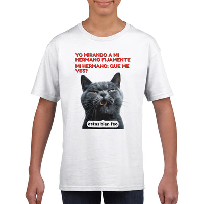 Camiseta Junior Unisex Estampado de Gato 