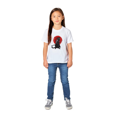 Camiseta Junior Unisex Estampado de Gato "Bushido Miau" Michilandia | La tienda online de los fans de gatos