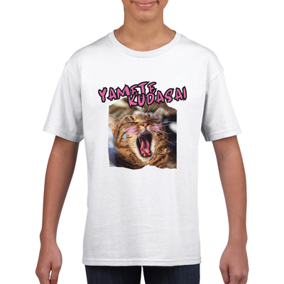 Camiseta júnior unisex estampado de gato 