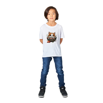 Camiseta Junior Unisex Estampado de Gato "Sushi y Ronroneos" Michilandia | La tienda online de los fans de gatos