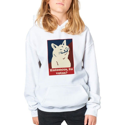 Sudadera con capucha júnior estampado de gato 