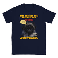 Camiseta unisex estampado de gato "Noob Catbot" Navy