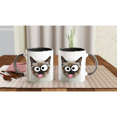 Taza Bicolor con Impresión de Gato 