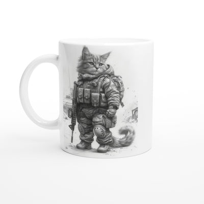 Taza Blanca con Impresión de Gato 