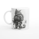 Taza Blanca con Impresión de Gato "Comando Gatuno SWAT" Michilandia | La tienda online de los fans de gatos