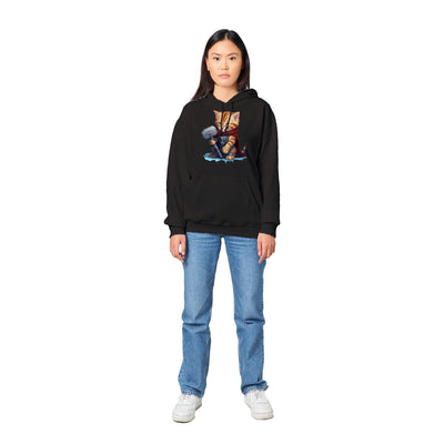 Sudadera con capucha unisex estampado de gato "Mighty Feline" Gelato