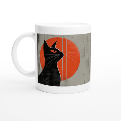 Taza Blanca con Impresión de Gato 