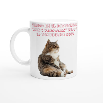 Taza Blanca con Impresión de Gato 