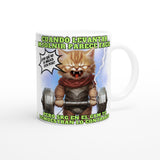 Taza Blanca con Impresión de Gato "Michi Thor Fitness" Michilandia | La tienda online de los amantes de gatos