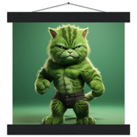 Póster semibrillante de gato con colgador "Michi Hulk"
