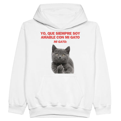 Sudadera con capucha júnior estampado de gato 