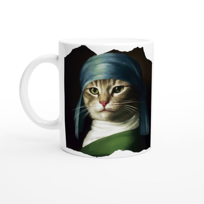 Taza Blanca con Impresión de Gato 