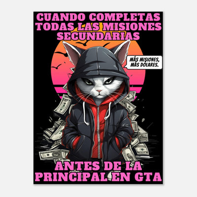 Panel de aluminio impresión de gato "GTA: Gato Theft Auto" Michilandia | La tienda online de los amantes de gatos