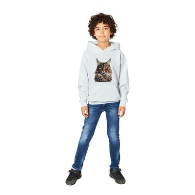 Sudadera con capucha júnior estampado de gato "Sonrisa de Maine Coon" Michilandia