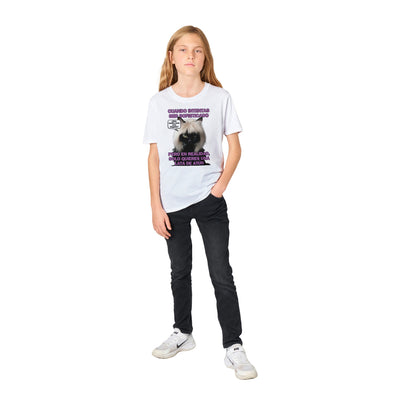 Camiseta Junior Unisex Estampado de Gato "Elegancia Gatuna" Michilandia | La tienda online de los fans de gatos