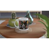 Taza Blanca con Impresión de Gato "Murales Miau" Michilandia | La tienda online de los fans de gatos