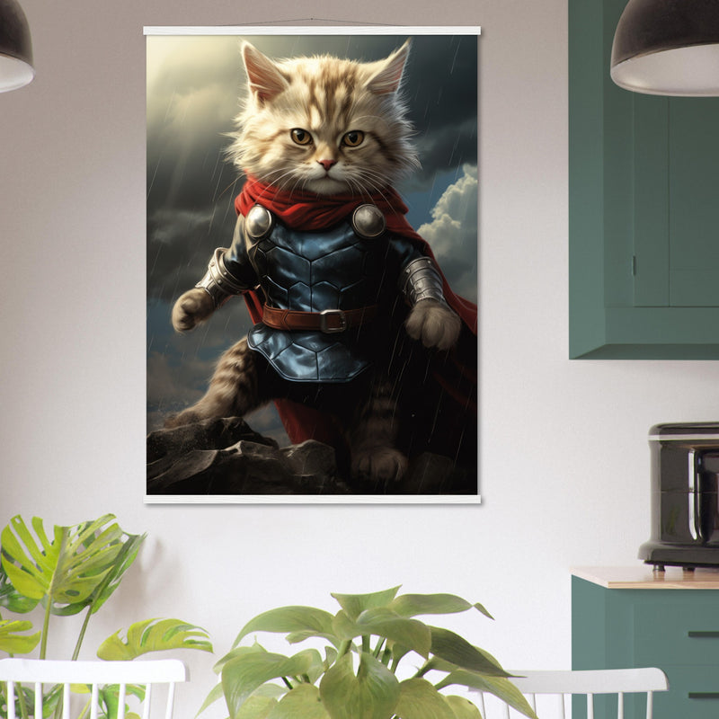 Póster semibrillante de gato con colgador "Thor Felino" Gelato