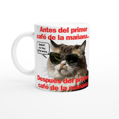 Taza Blanca con Impresión de Gato 