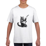 Camiseta Junior Unisex Estampado de Gato "Rocker Miau" Michilandia | La tienda online de los fans de gatos