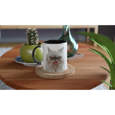 Taza Biclor con Impresión de Gato "Miau de Rabia" Michilandia