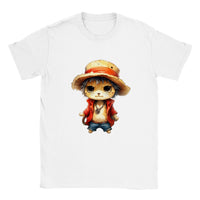 Camiseta unisex estampado de gato "Miau D. Luffy"