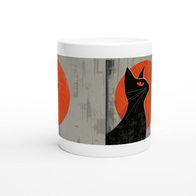 Taza Blanca con Impresión de Gato "Visión de Vanguardia" Michilandia | La tienda online de los fans de gatos