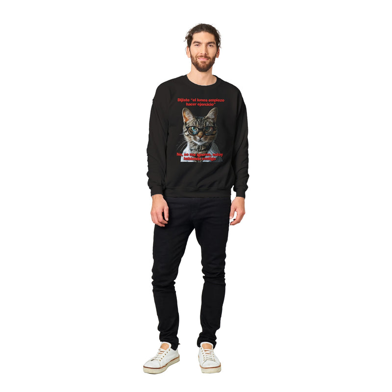 Sudadera Unisex Estampado de Gato "Promesa de Ejercicio" Michilandia | La tienda online de los fans de gatos