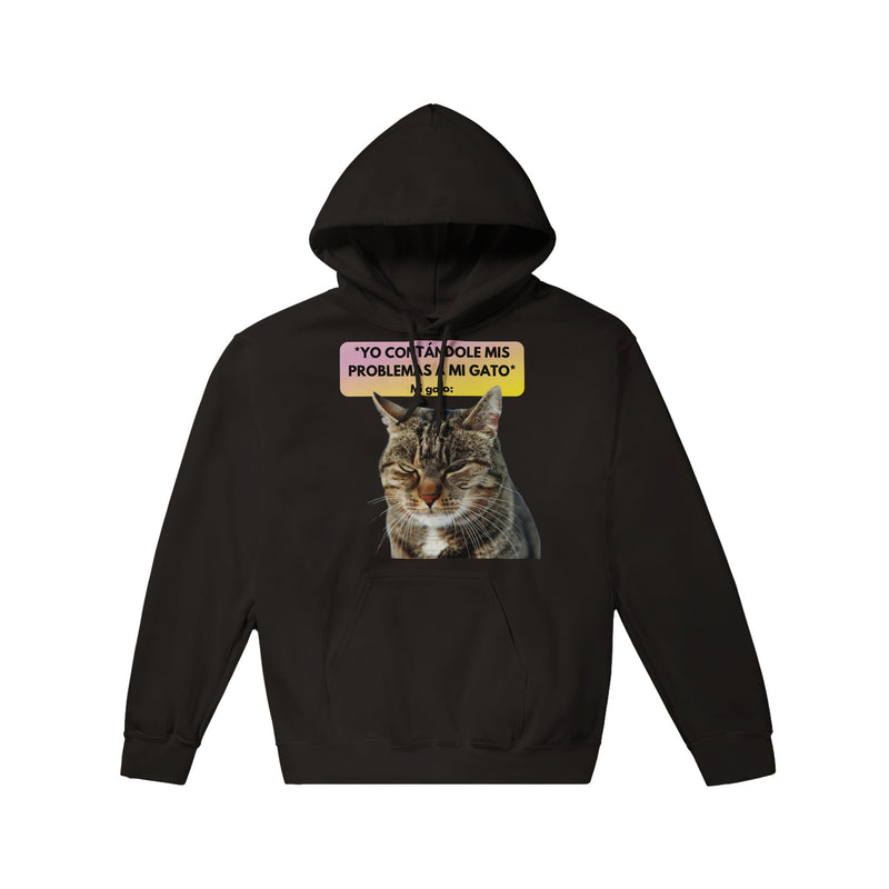 Sudadera con Capucha Unisex Estampado de Gato "Miau Indiferente" Michilandia