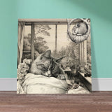 Panel de madera impresión de gato "El Encanto de la Siesta"