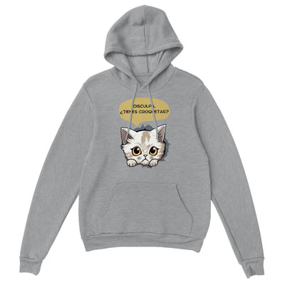 Sudadera con capucha unisex estampado de gato "Tienes croquetas?" Gelato