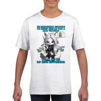 Camiseta Junior Unisex Estampado de Gato "Ultima?"