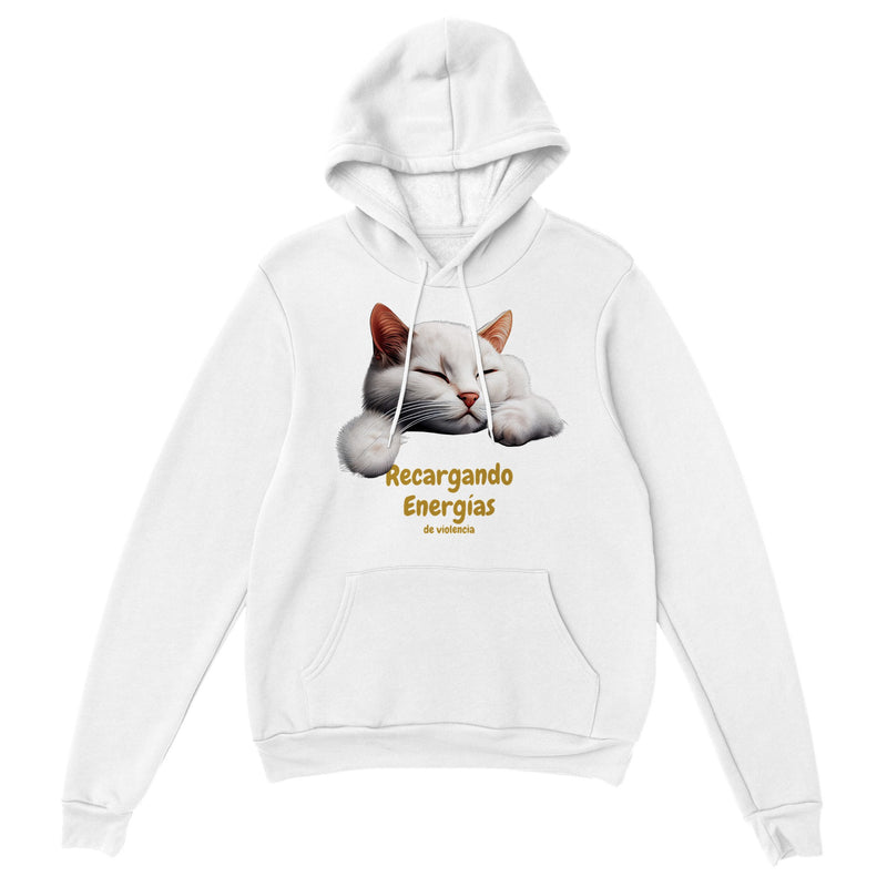 Sudadera con capucha unisex estampado de gato "Recargando Violencia" Gelato