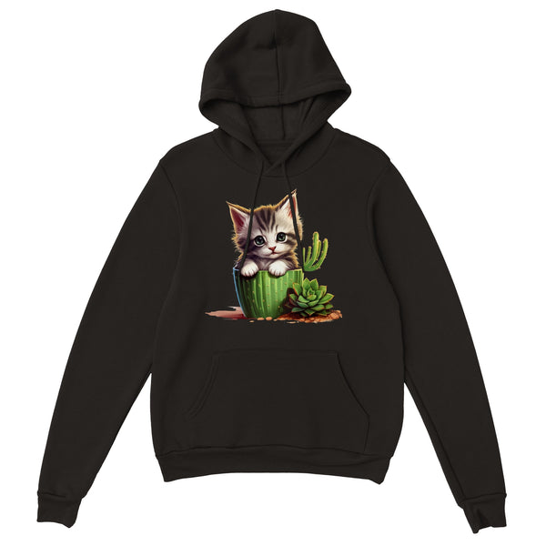 Sudadera con capucha unisex estampado de gato "Cactus comestible"