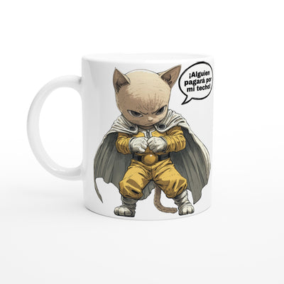 Taza Blanca con Impresión de Gato 