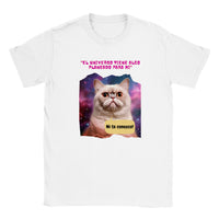 Camiseta júnior unisex estampado de gato "El michi cósmico" Gelato
