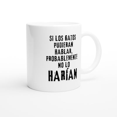 Taza Blanca con Impresión de Gato "Silencio Gatuno" Michilandia | La tienda online de los fans de gatos