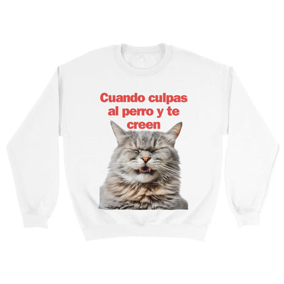 Sudadera Unisex Estampado de Gato "Risa Culpable" Michilandia | La tienda online de los fans de gatos