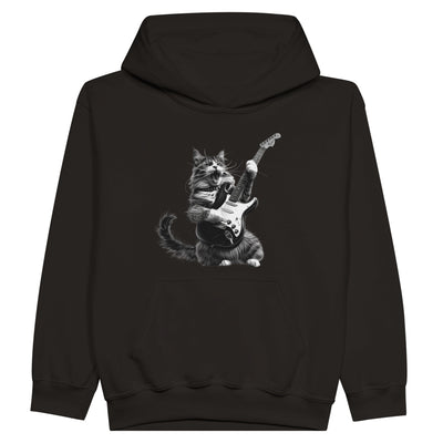 Sudadera con capucha júnior estampado de gato "Rocker Miau" Michilandia | La tienda online de los fans de gatos