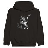 Sudadera con capucha júnior estampado de gato "Rocker Miau" Michilandia | La tienda online de los fans de gatos