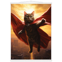 Póster semibrillante de gato con colgador "Super Kitty en Metrópolis" Gelato