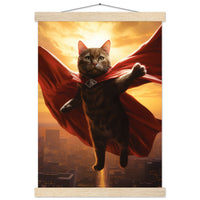 Póster semibrillante de gato con colgador "Super Kitty en Metrópolis" Gelato