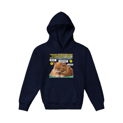 Sudadera con capucha júnior estampado de gato "Melancolía Digital" Michilandia | La tienda online de los amantes de gatos