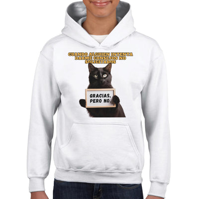 Sudadera con capucha júnior estampado de gato 