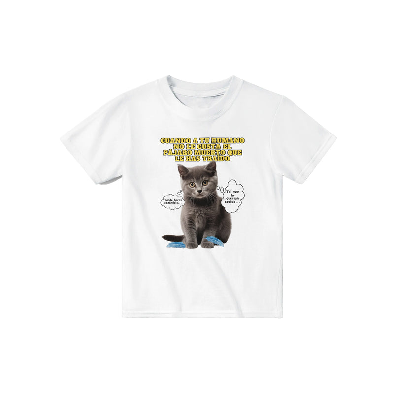 Camiseta Junior Unisex Estampado de Gato "Regalo Incomprendido" Michilandia | La tienda online de los amantes de gatos